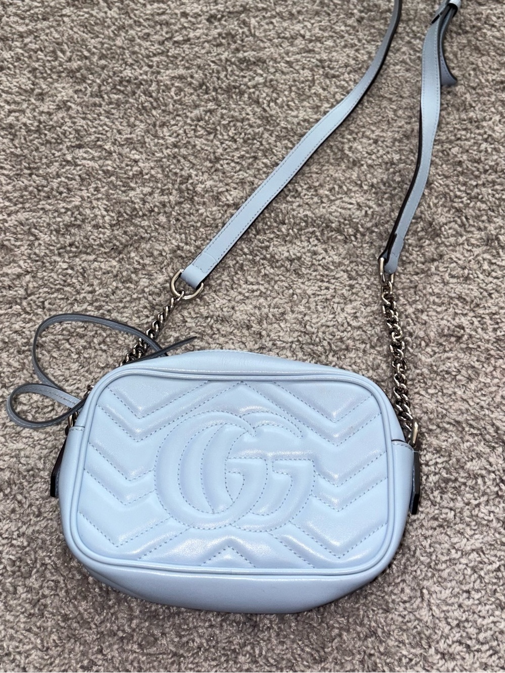 Gucci Light Blue Quilted GG Crossbody Bag
